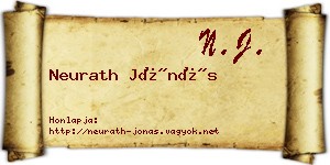 Neurath Jónás névjegykártya