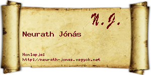 Neurath Jónás névjegykártya